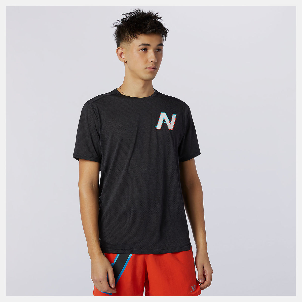Men New Balance Printed Impact Run Short Sleeve