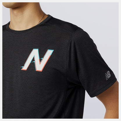Men New Balance Printed Impact Run Short Sleeve