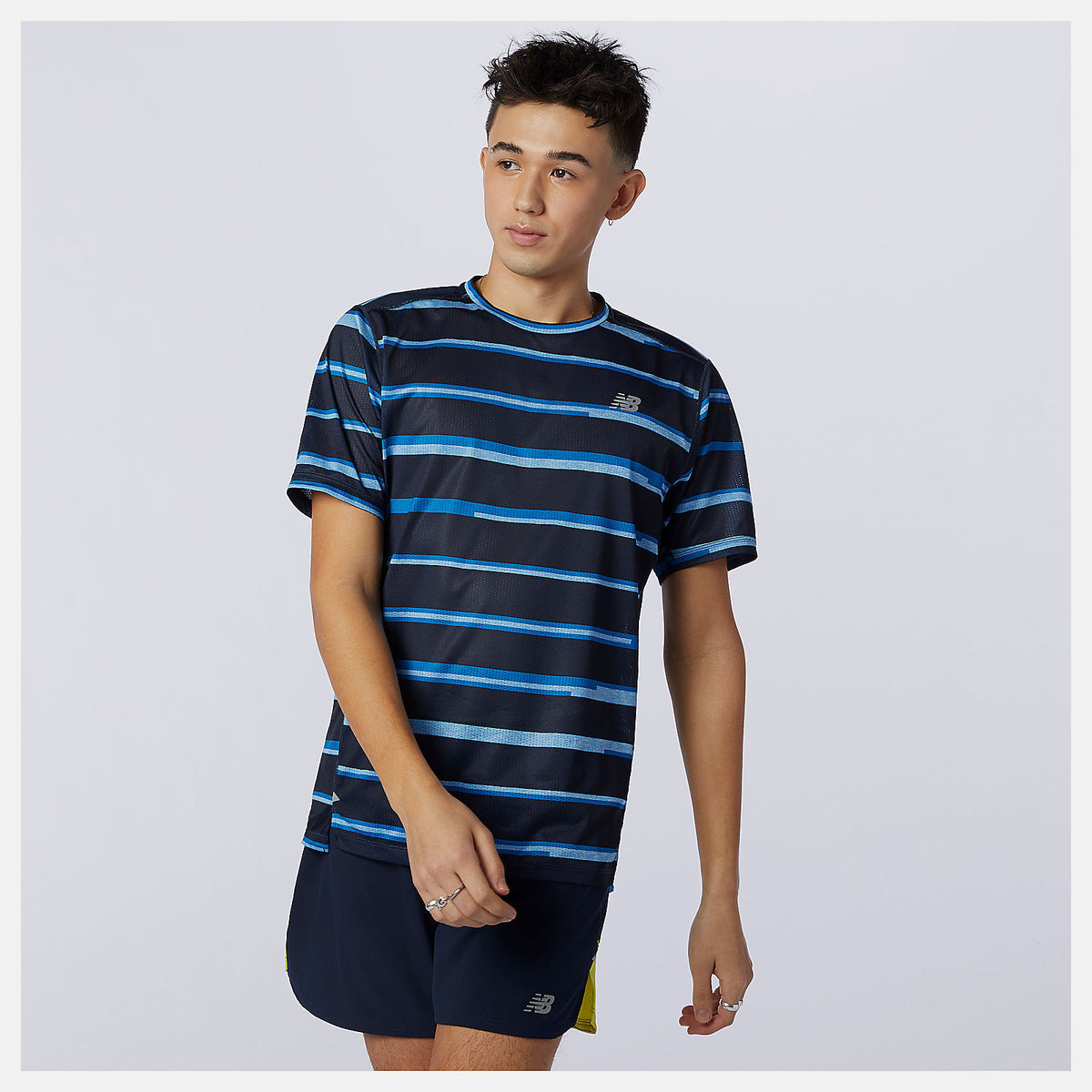 Men New Balance Printed Impact Run Short Sleeve