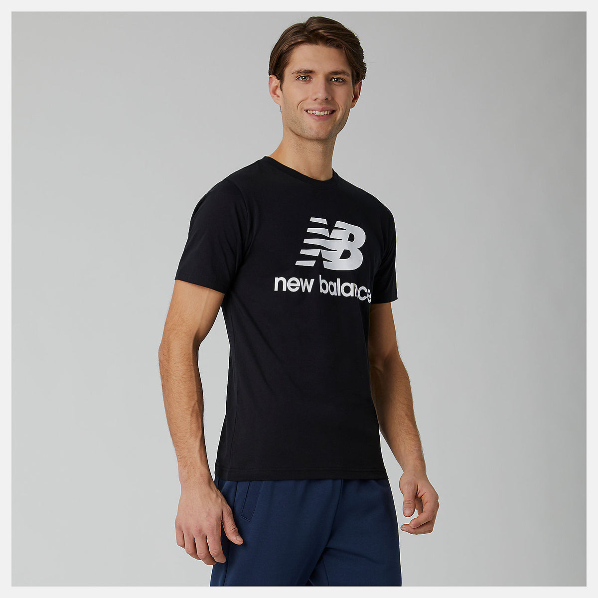 Men New Balance Essentials Stacked Logo Tee