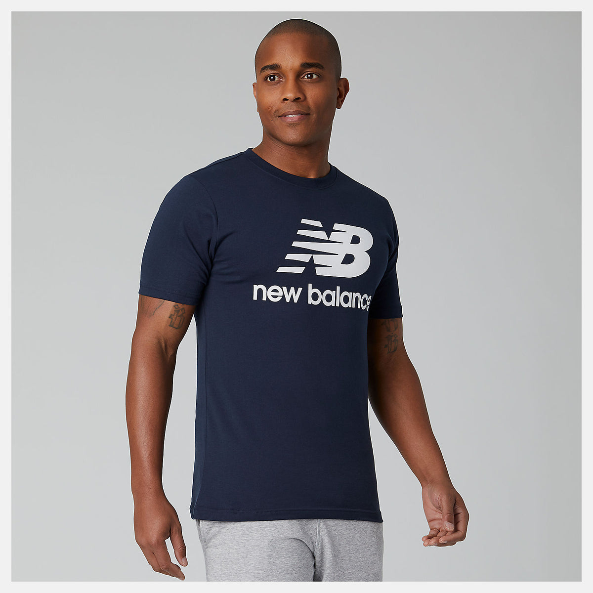 Men New Balance Essentials Stacked Logo Tee