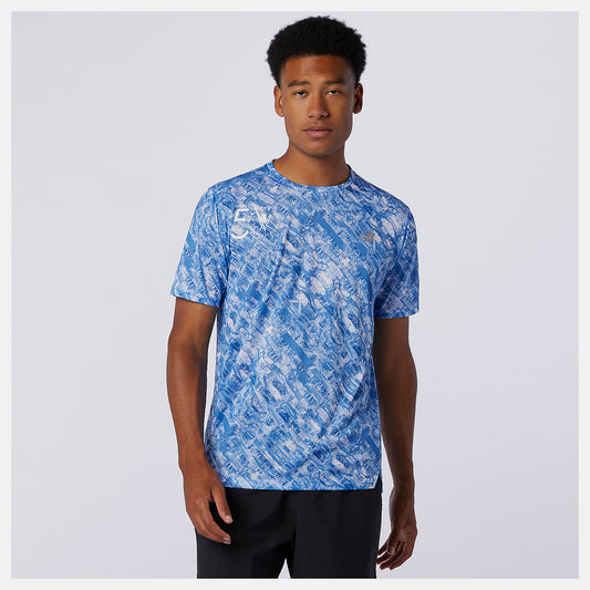 Men New Balance NYC Marathon Printed Impact Run Short Sleeve