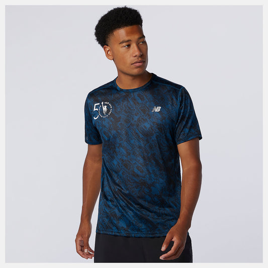 Men New Balance NYC Marathon Printed Impact Run Short Sleeve