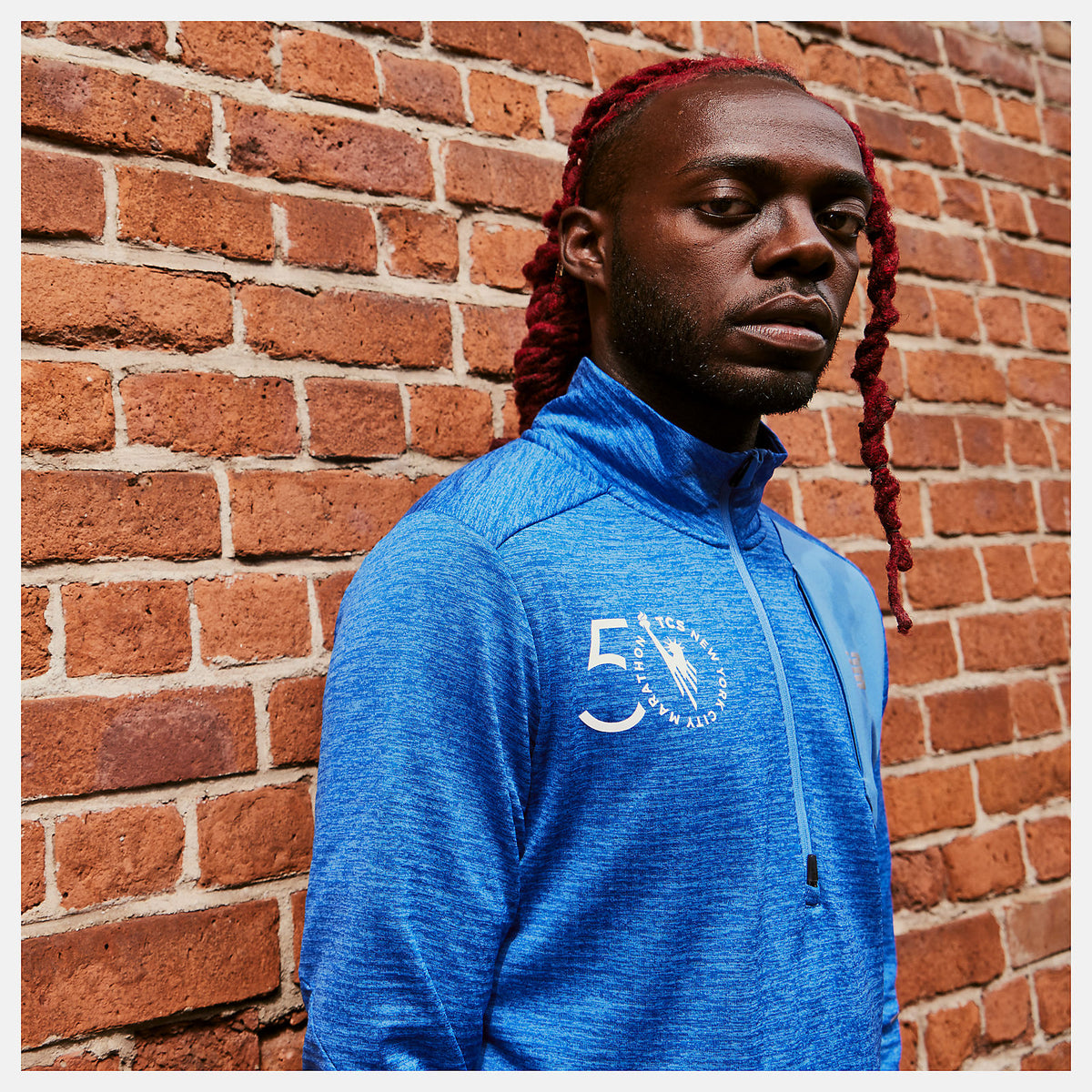 Men New Balance NYC Marathon Impact Run Grid Back Half Zip