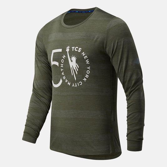 Men New Balance NYC Marathon Q Speed Fuel Jacquard Long Sleeve