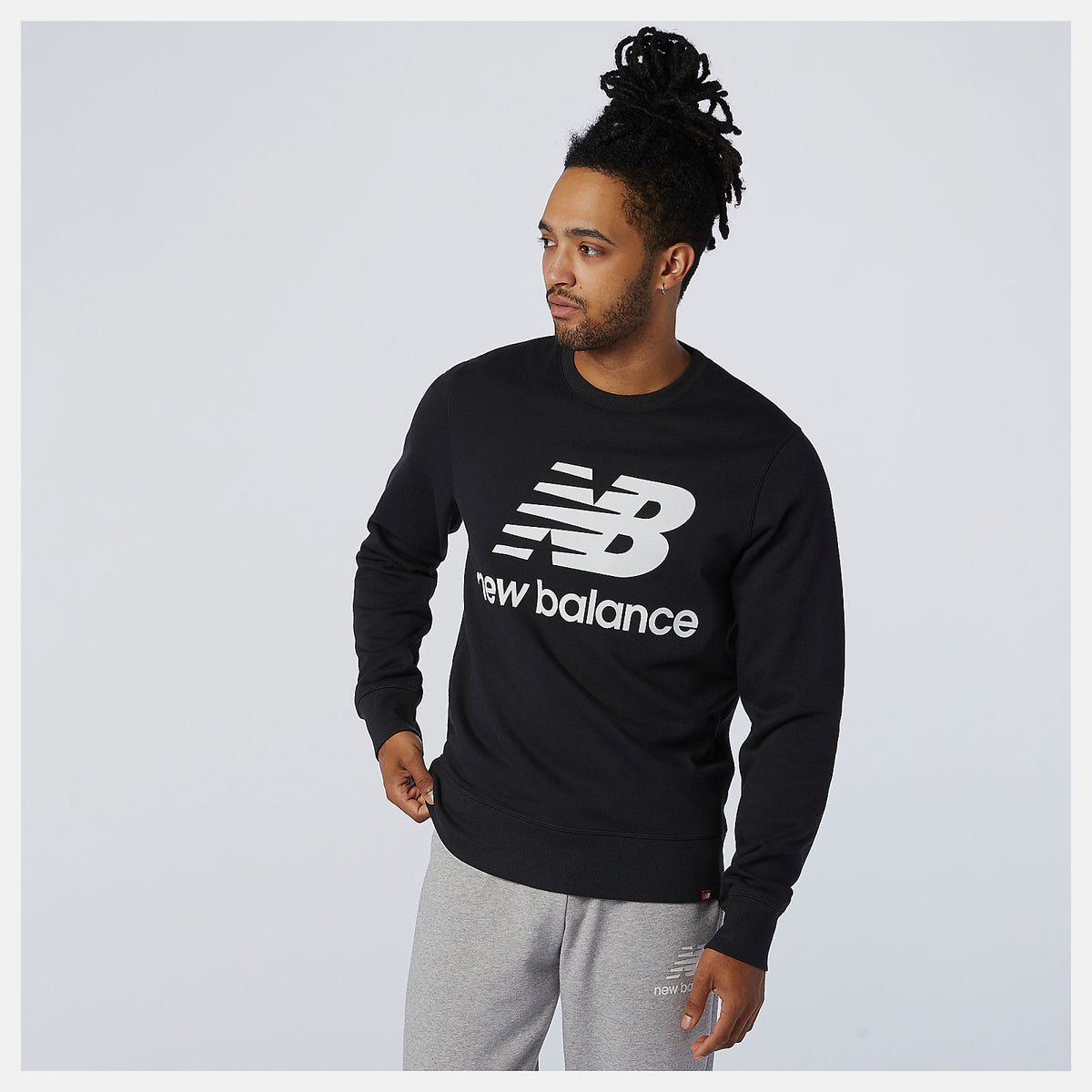 Men New Balance NB Essentials Stacked Logo Crew