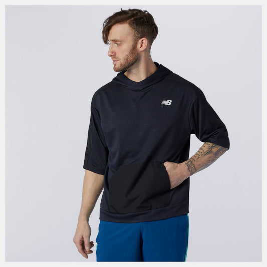 Men New Balance Tenacity Lightweight Knit Short Sleeve Hoodie