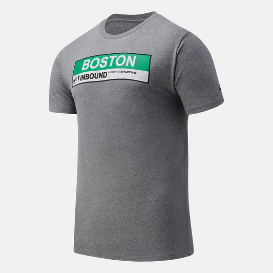 Men New Balance Boston INBound Green Line Graphic Tee