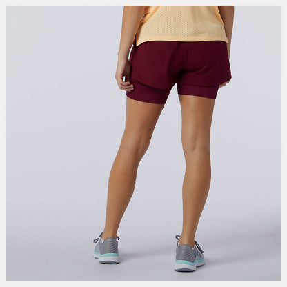 Women New Balance Printed Impact Run 2 In 1 Short