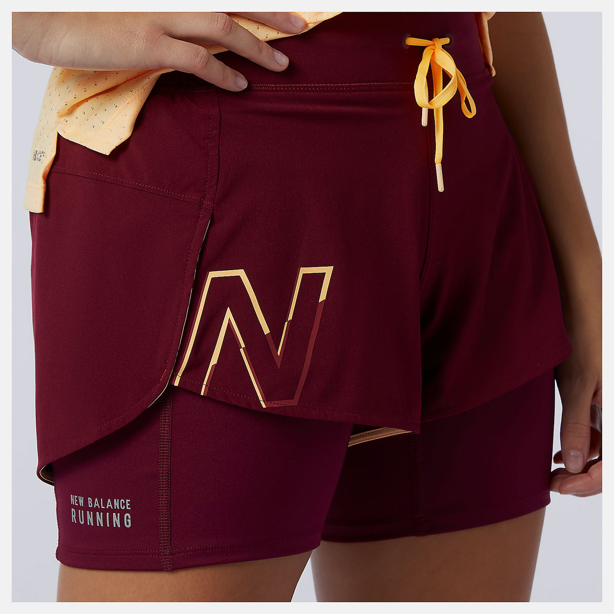 Women New Balance Printed Impact Run 2 In 1 Short