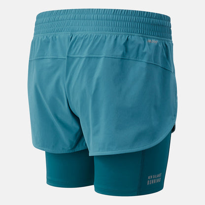 Women New Balance Printed Impact Run 2 In 1 Short