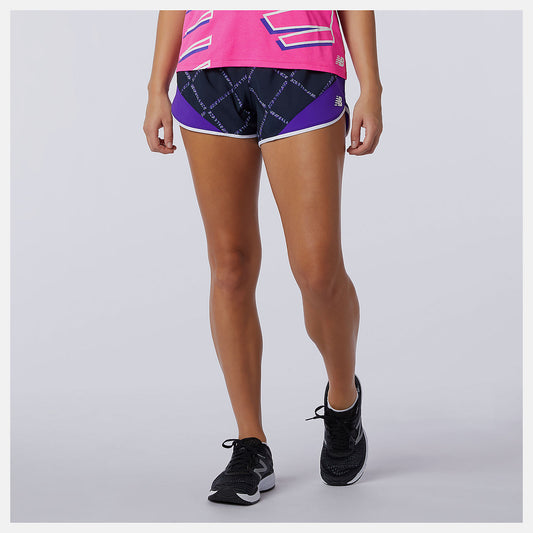 Women New Balance Printed Fast Flight Split Short