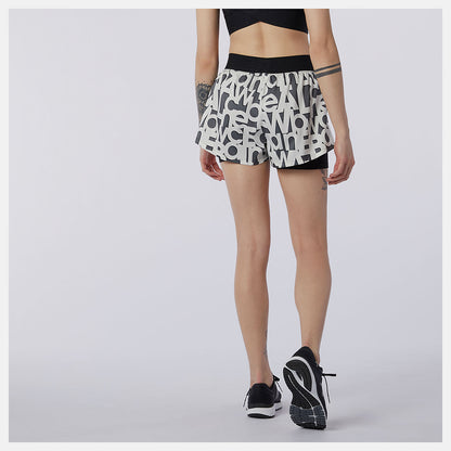 Women New Balance Relentless 2 In 1 Short Printed