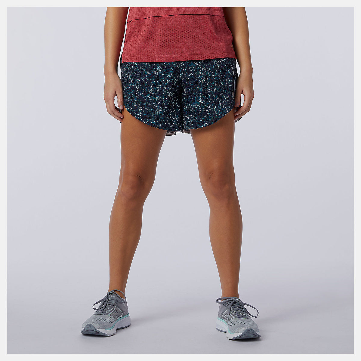 Women New Balance Printed Impact Run 5 inch Short