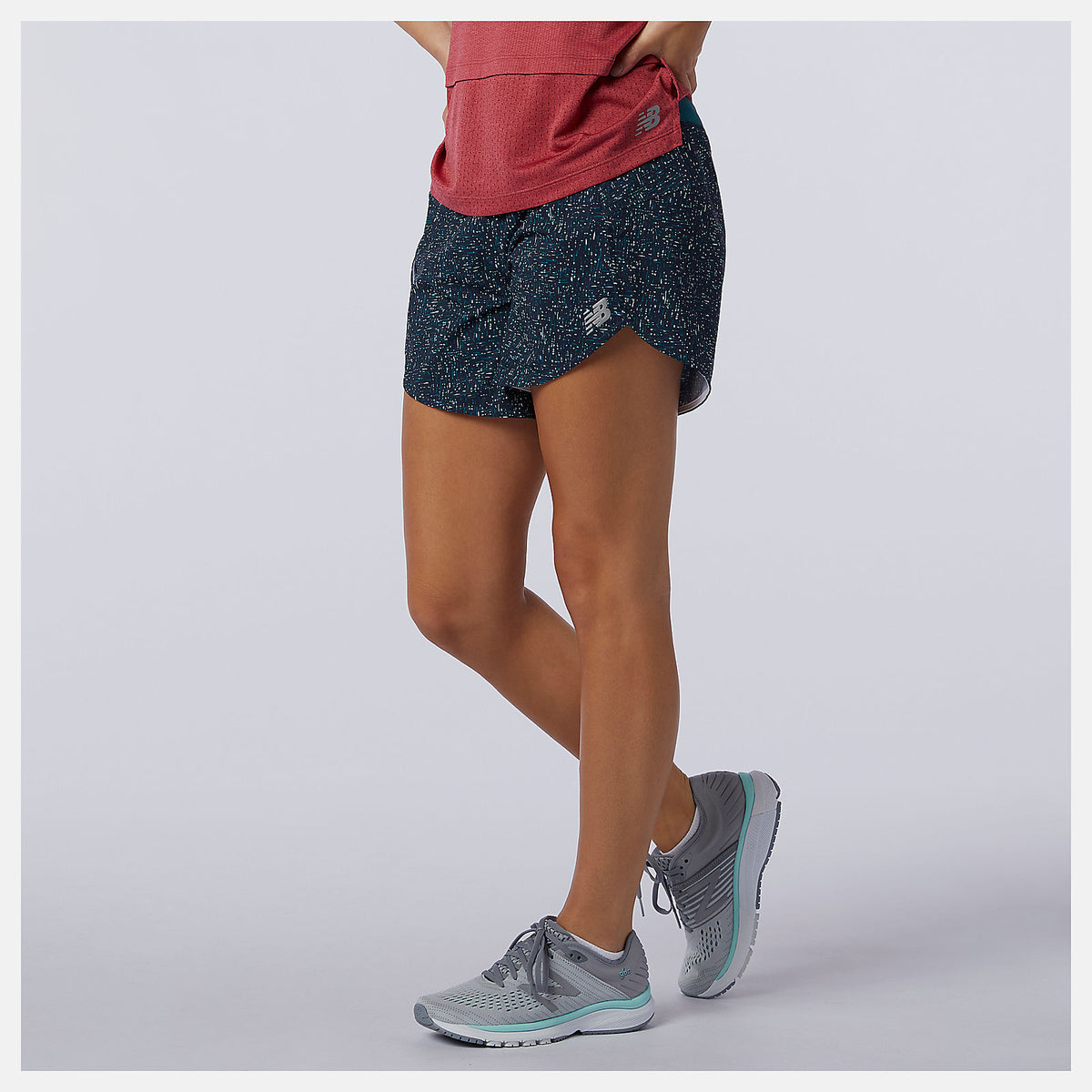 Women New Balance Printed Impact Run 5 inch Short