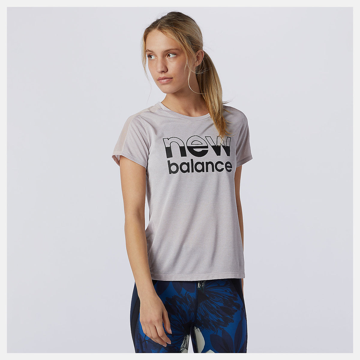 Women New Balance Printed Impact Run Short Sleeve