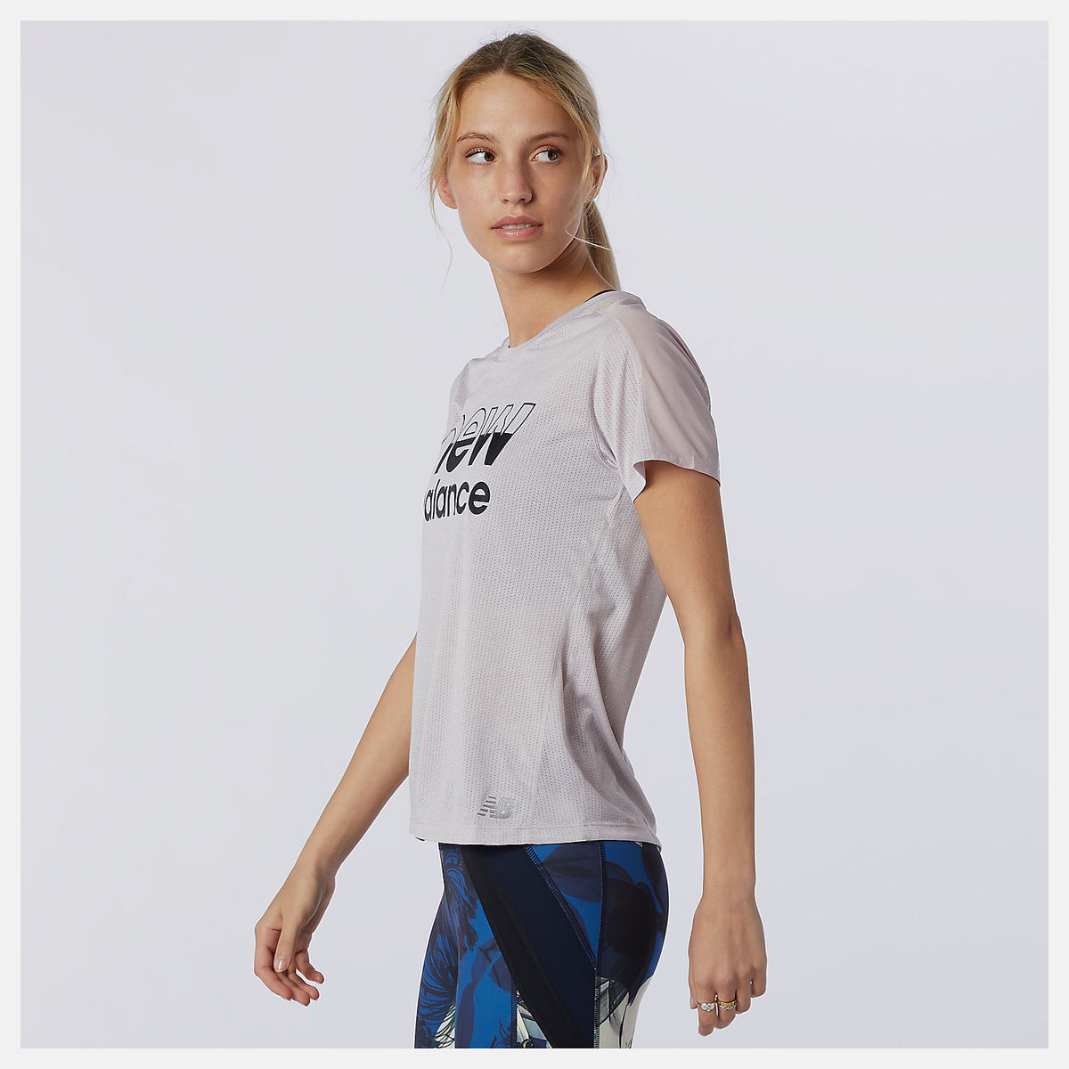 Women New Balance Printed Impact Run Short Sleeve