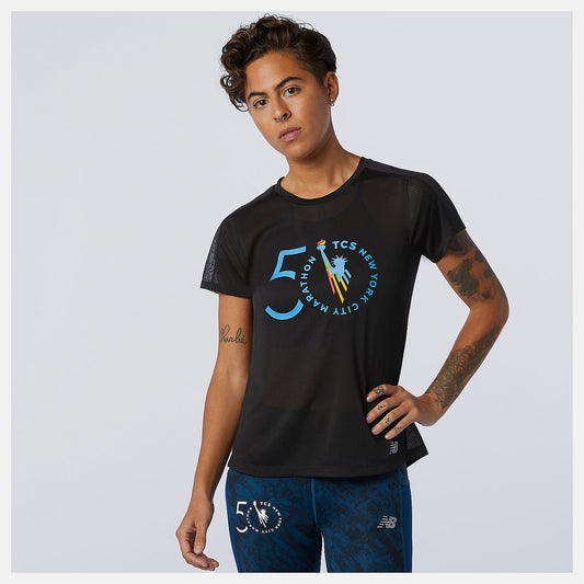 Women New Balance NYC Marathon Impact Run Short Sleeve