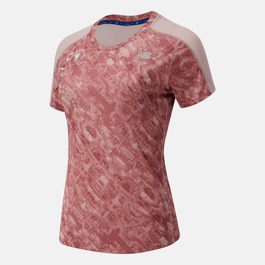 Women New Balance NYC Marathon Printed Impact Run Short Sleeve