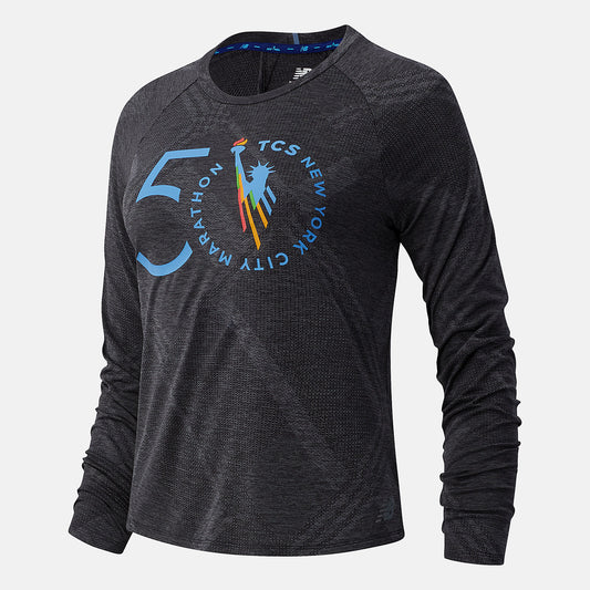 Women New Balance NYC Marathon Q Speed Fuel Jacquard Long Sleeve