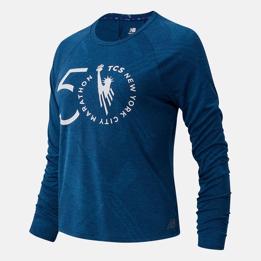 Women New Balance NYC Marathon Q Speed Fuel Jacquard Long Sleeve
