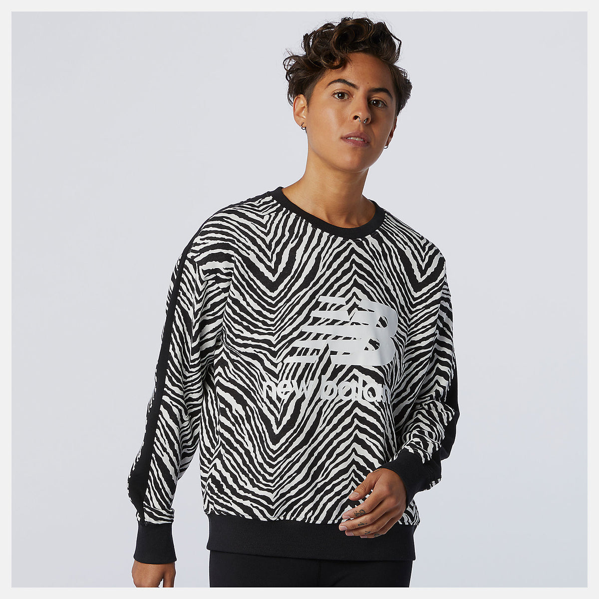 Women New Balance NB Athletics AOP Animal Print Crew