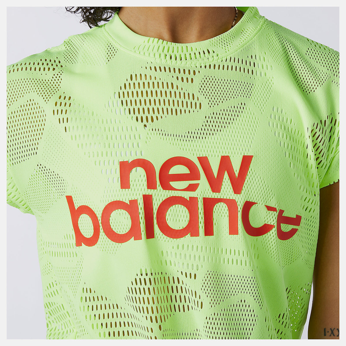 Women New Balance Achiever Collide Open Mesh Tee