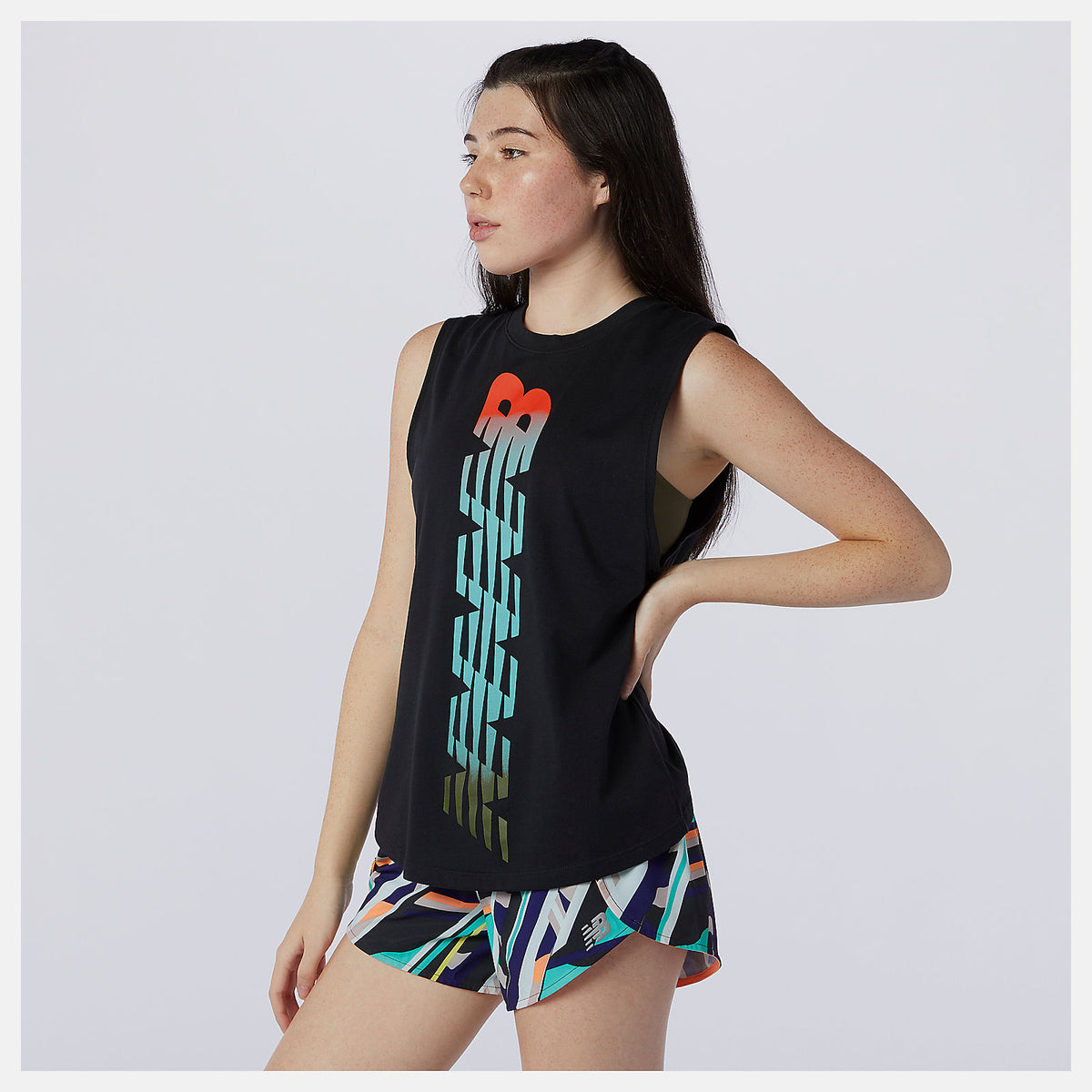 Women New Balance Relentless Cinched Back Graphic Tank