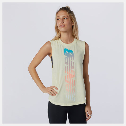 Women New Balance Relentless Cinched Back Graphic Tank