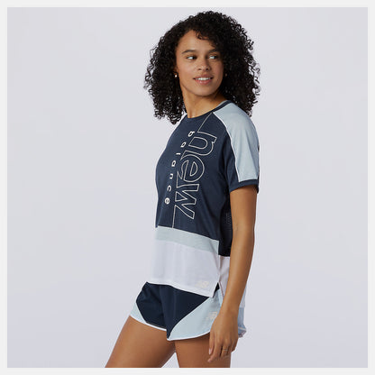 Women New Balance Printed Fast Flight Short Sleeve Top