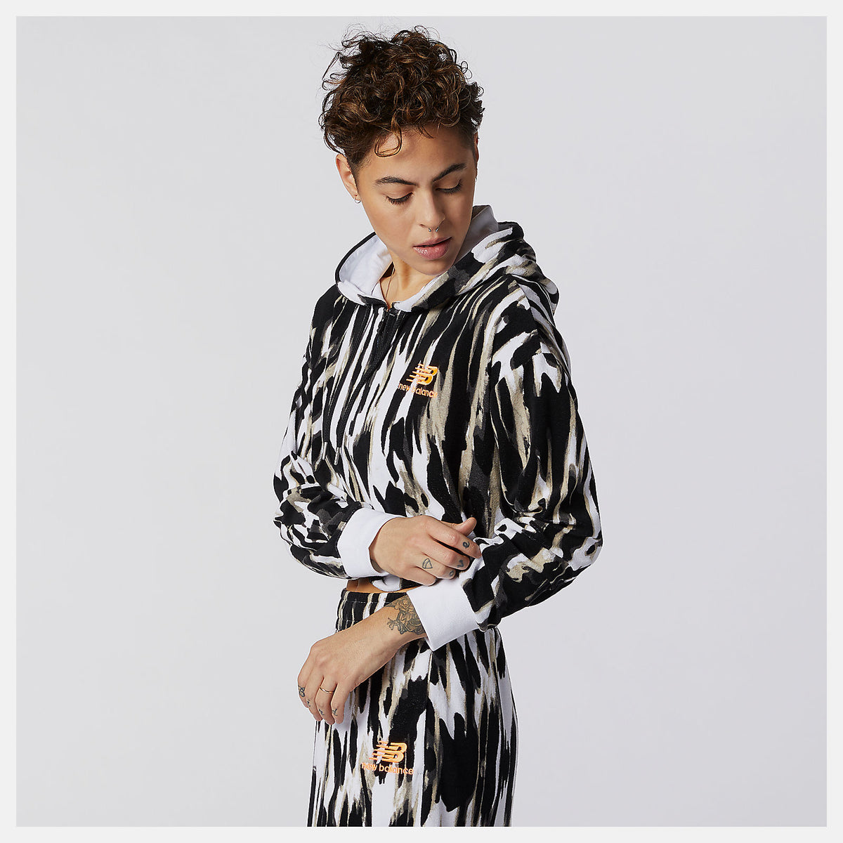 Women New Balance NB Athletics Collide Printed Terry Hoodie