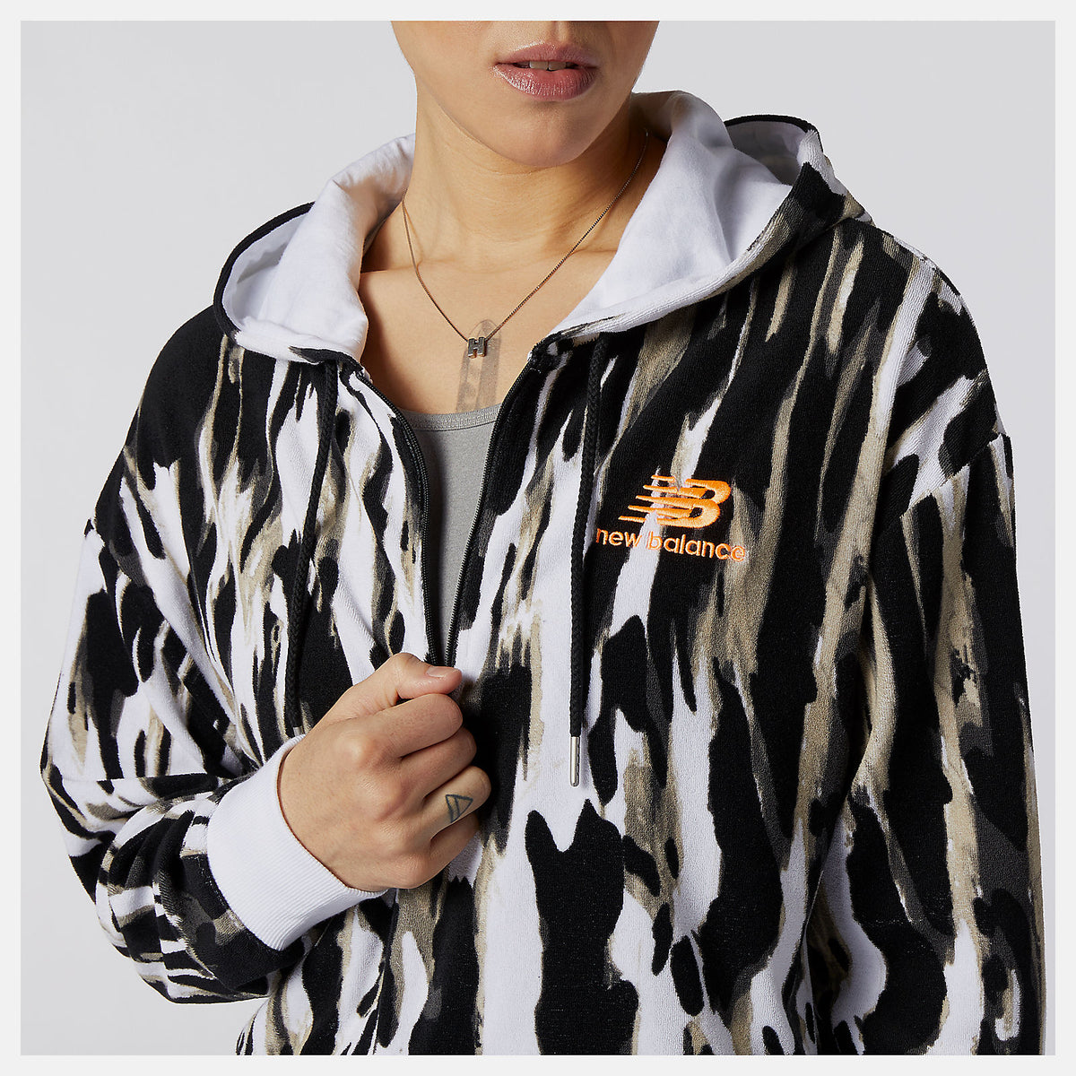 Women New Balance NB Athletics Collide Printed Terry Hoodie