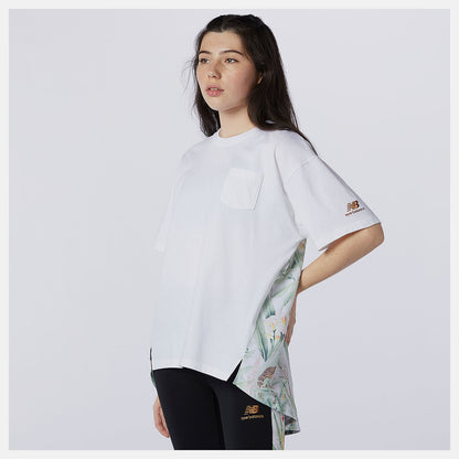Women New Balance NB Essentials Botanical Knit Woven Mix Tee