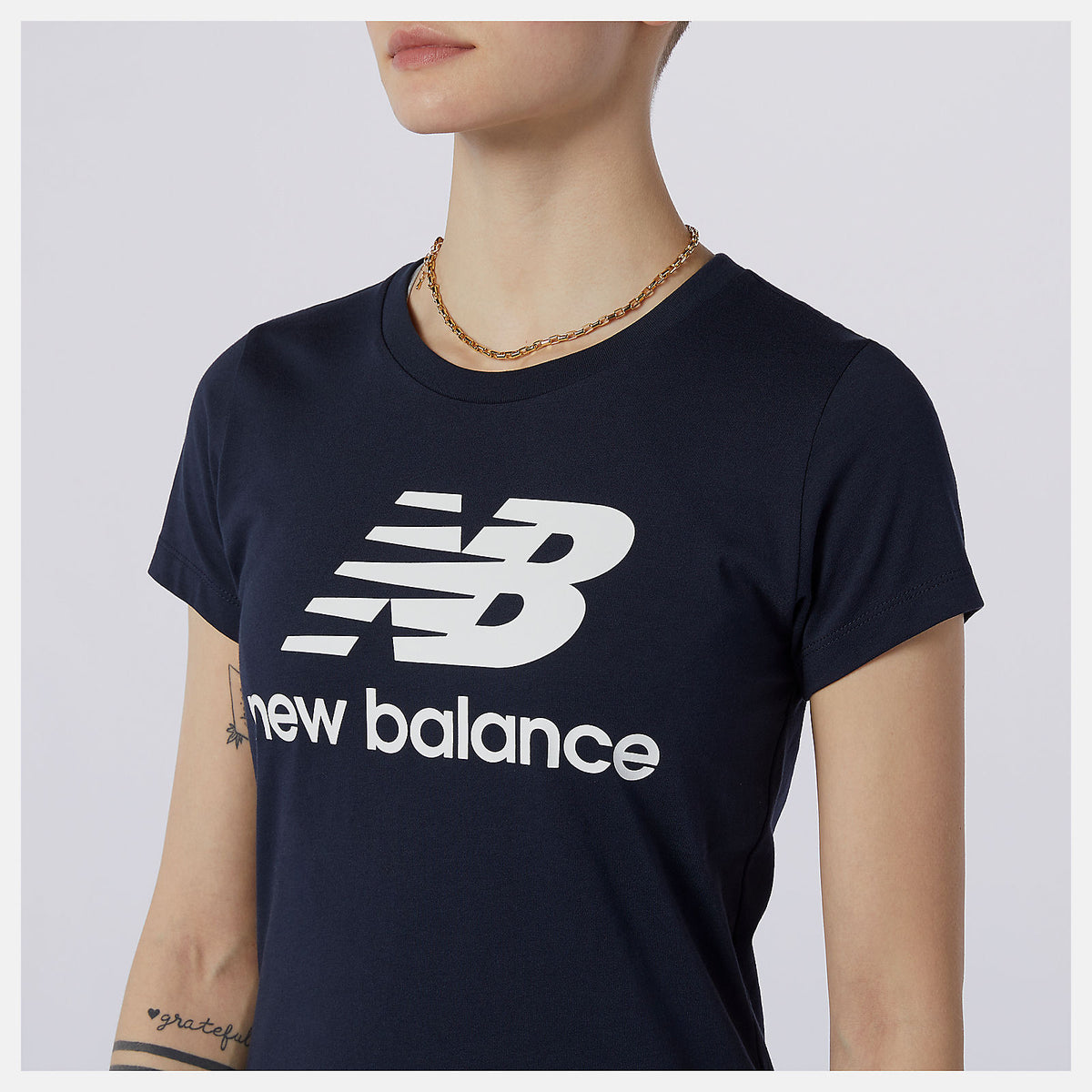 Women New Balance Essentials Stacked Logo Tee